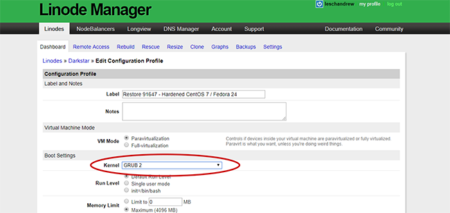 Linode Manager - Select Kernel Linode Manager - Select Kernel