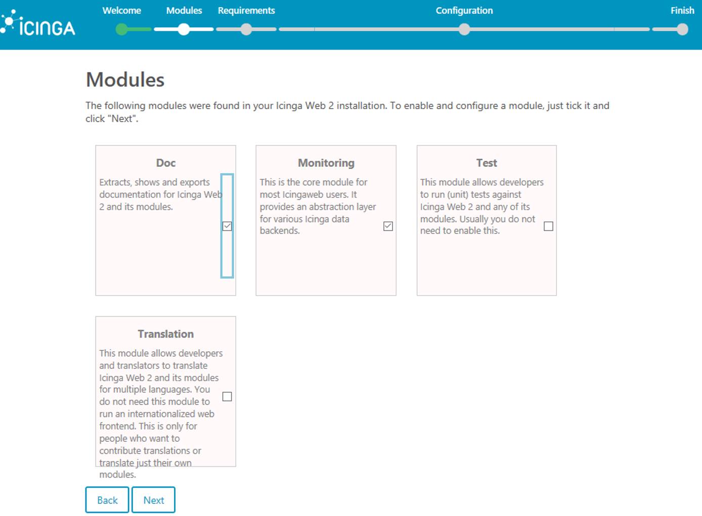Select Doc and Monitoring Modules Select Doc and Monitoring Modules