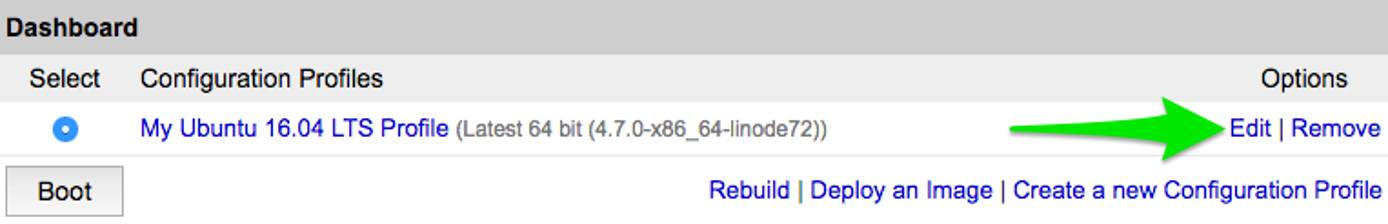 Select Edit to modify your Configuration Profile