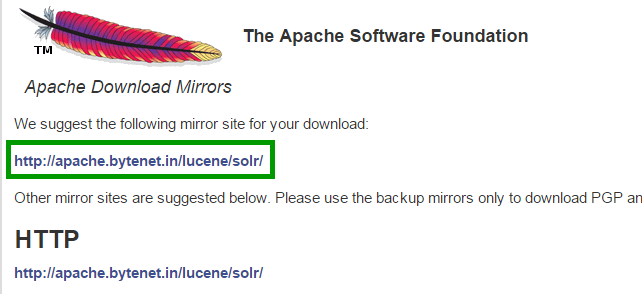 Selecting an Apache download mirror site Selecting an Apache download mirror site