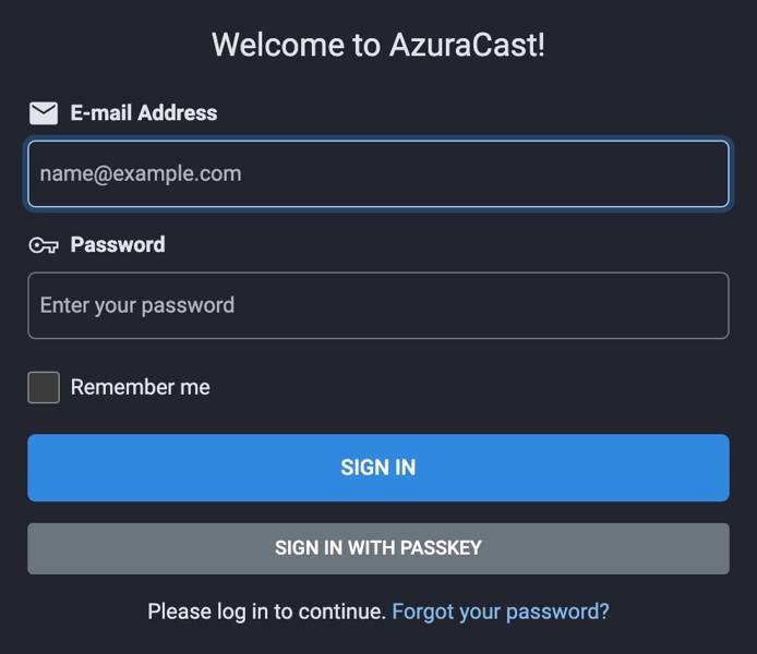 AzuraCast Login